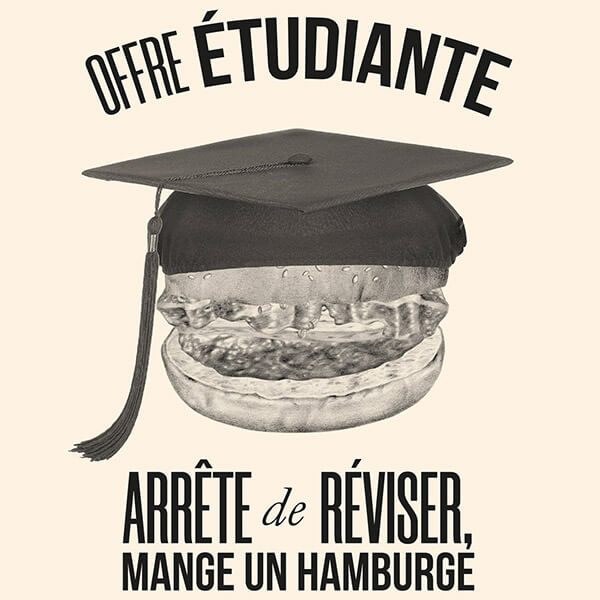 Offre étudiante pour arrêter de bouffer des burger et pour manger des hamburgés chez Big Fernand Valence Offre étudiante pour arrêter de bouffer des burger et pour manger des hamburgés chez Big Fernand Valence