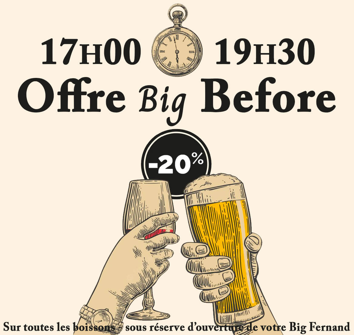 L'offre Big Before pour un happy hour entre amis, collègues ou famille chez Big Fernand Valence L'offre Big Before pour un happy hour entre amis, collègues ou famille chez Big Fernand Valence